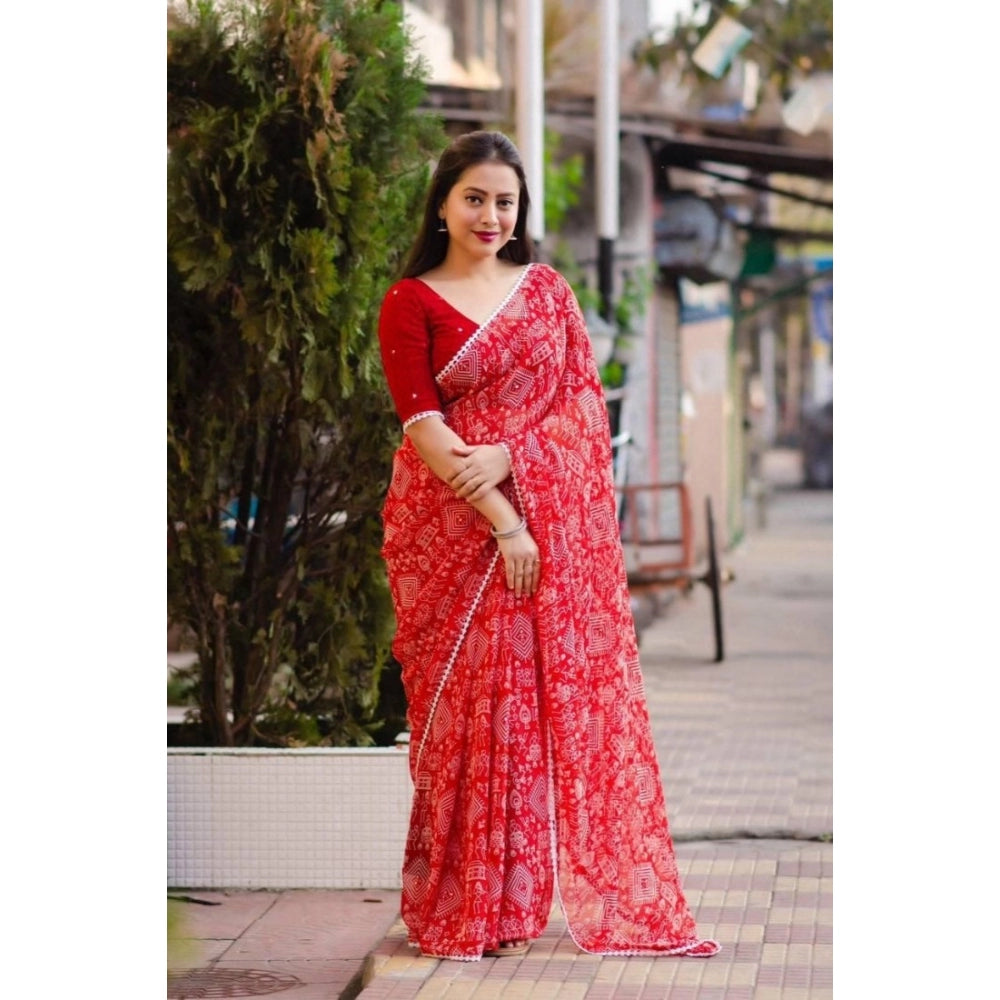 Superior Georgette Printed Saree With Blouse piece