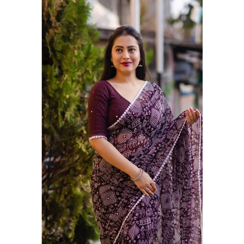 Superior Georgette Printed Saree With Blouse piece