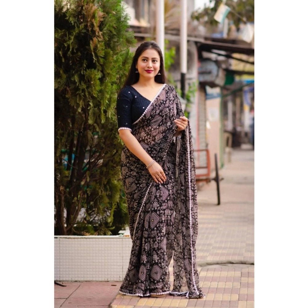 Superior Georgette Printed Saree With Blouse piece