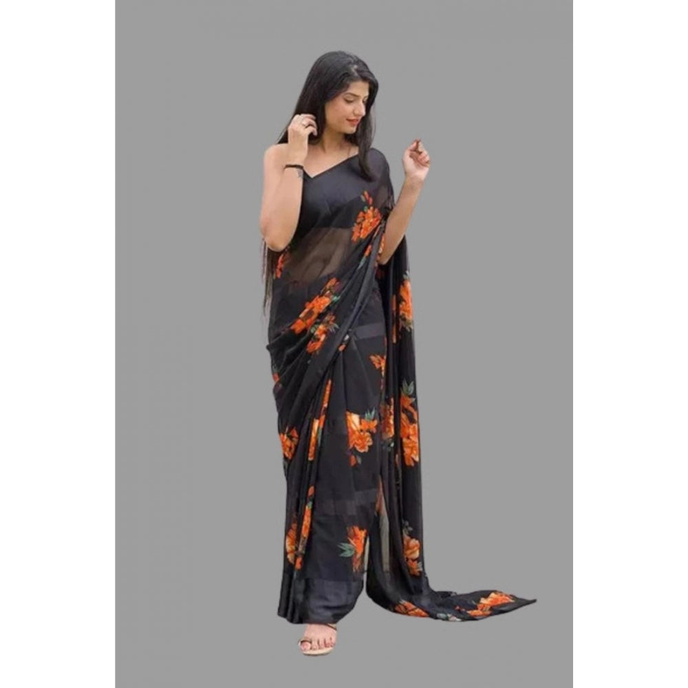 Modern Sattin Patta Printed Saree With Blouse piece