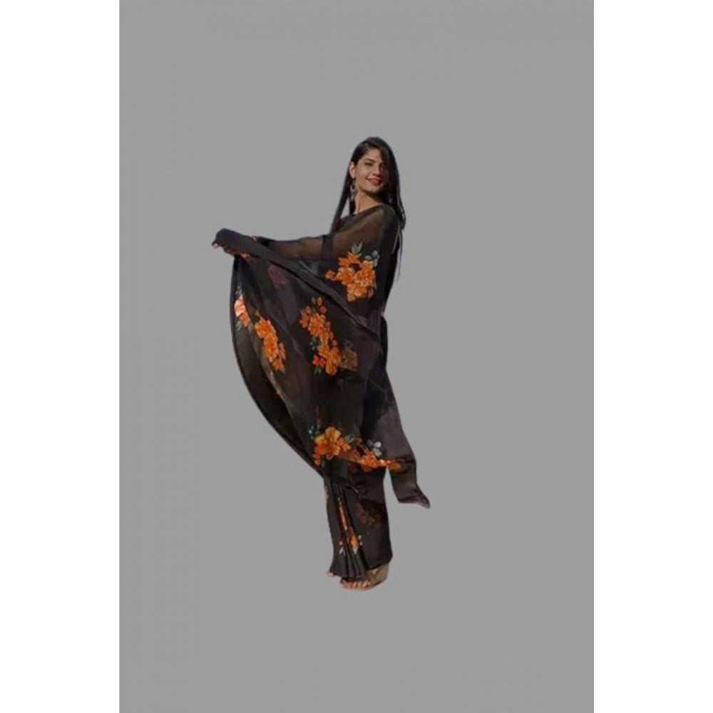 Modern Sattin Patta Printed Saree With Blouse piece