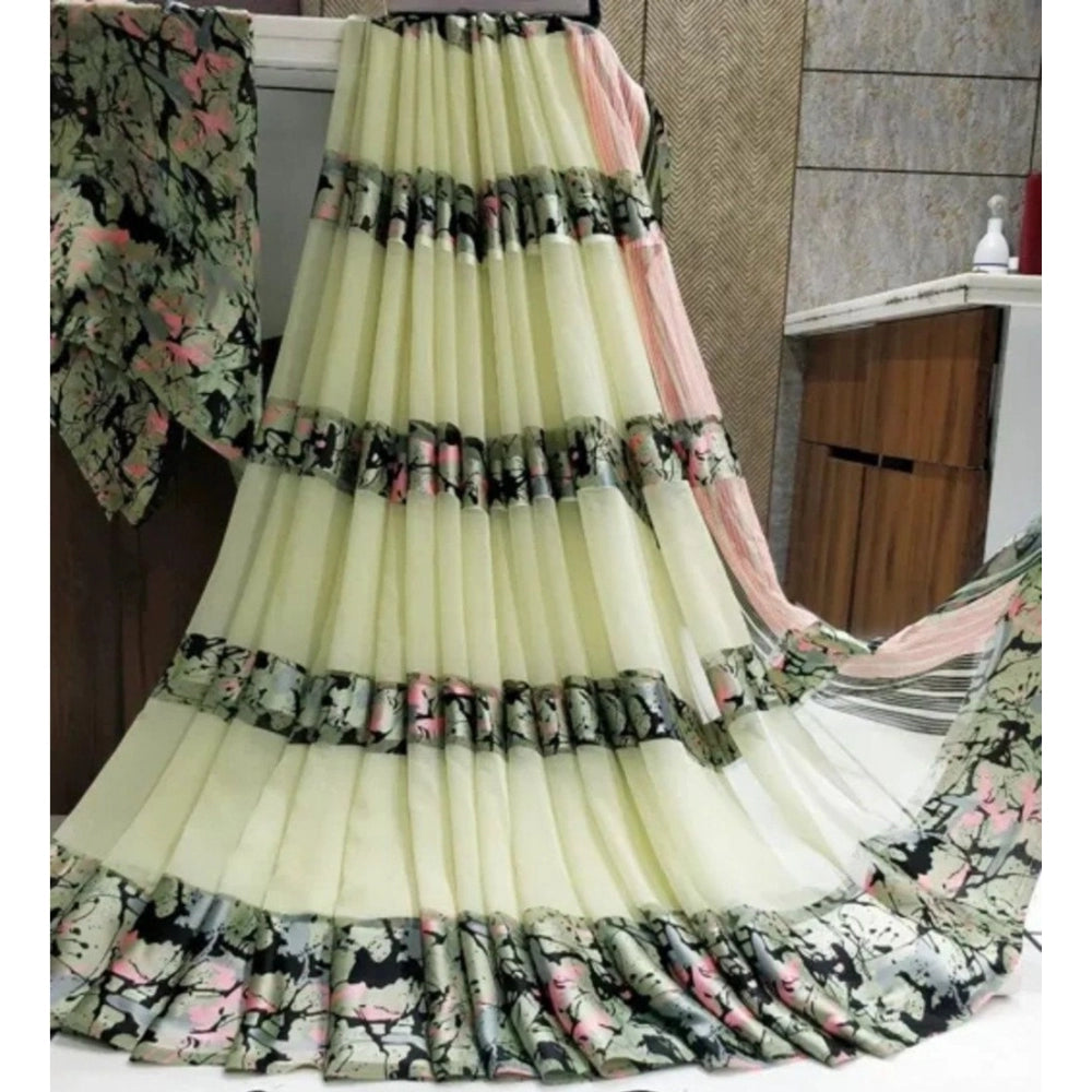 Modern Sattin Patta Printed Saree With Blouse piece