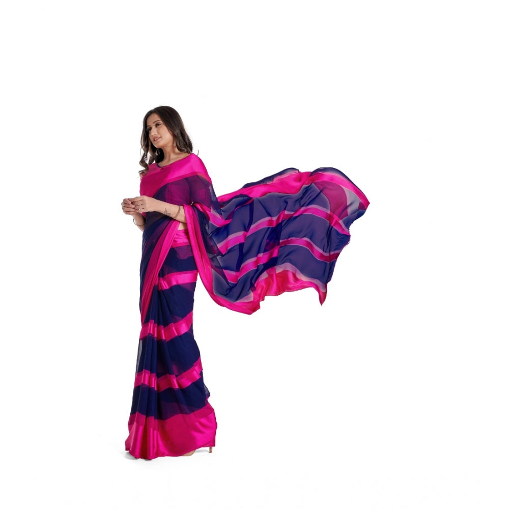 Modern Sattin Patta Printed Saree With Blouse piece