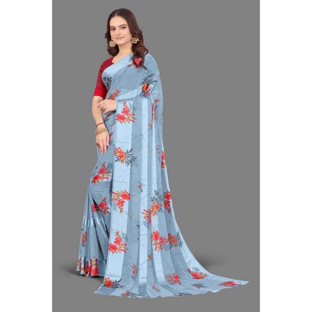 Modern Sattin Patta Printed Saree With Blouse piece