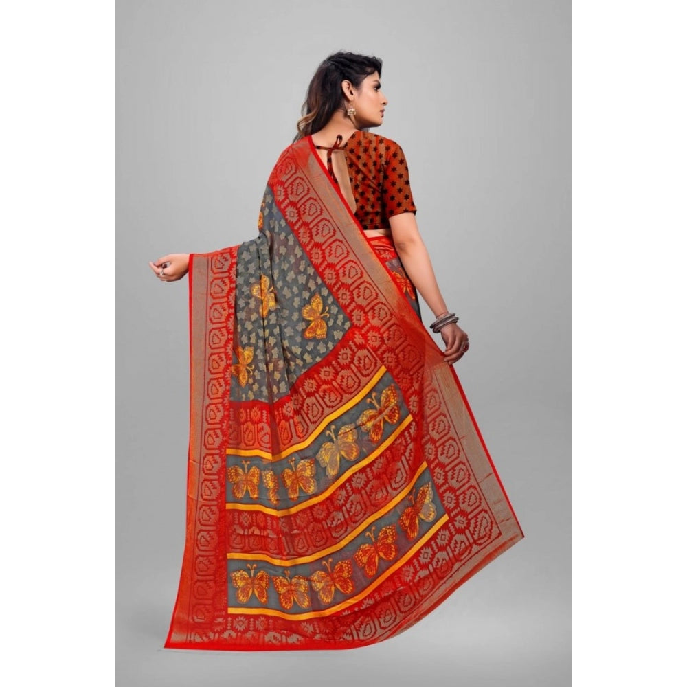 Awesome Viscose Rayon Printed Saree With Blouse piece