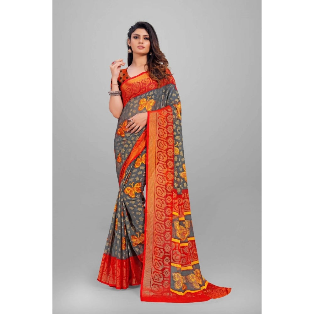 Awesome Viscose Rayon Printed Saree With Blouse piece