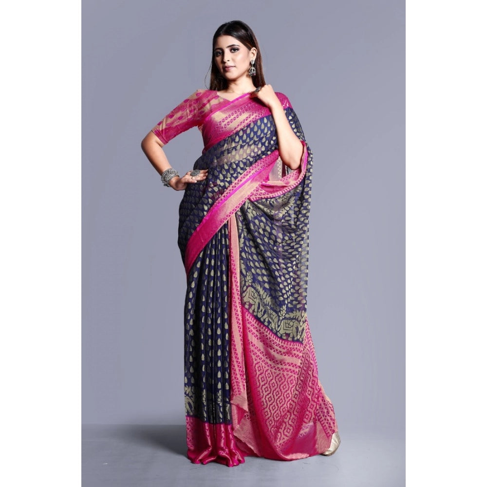 Awesome Viscose Rayon Printed Saree With Blouse piece