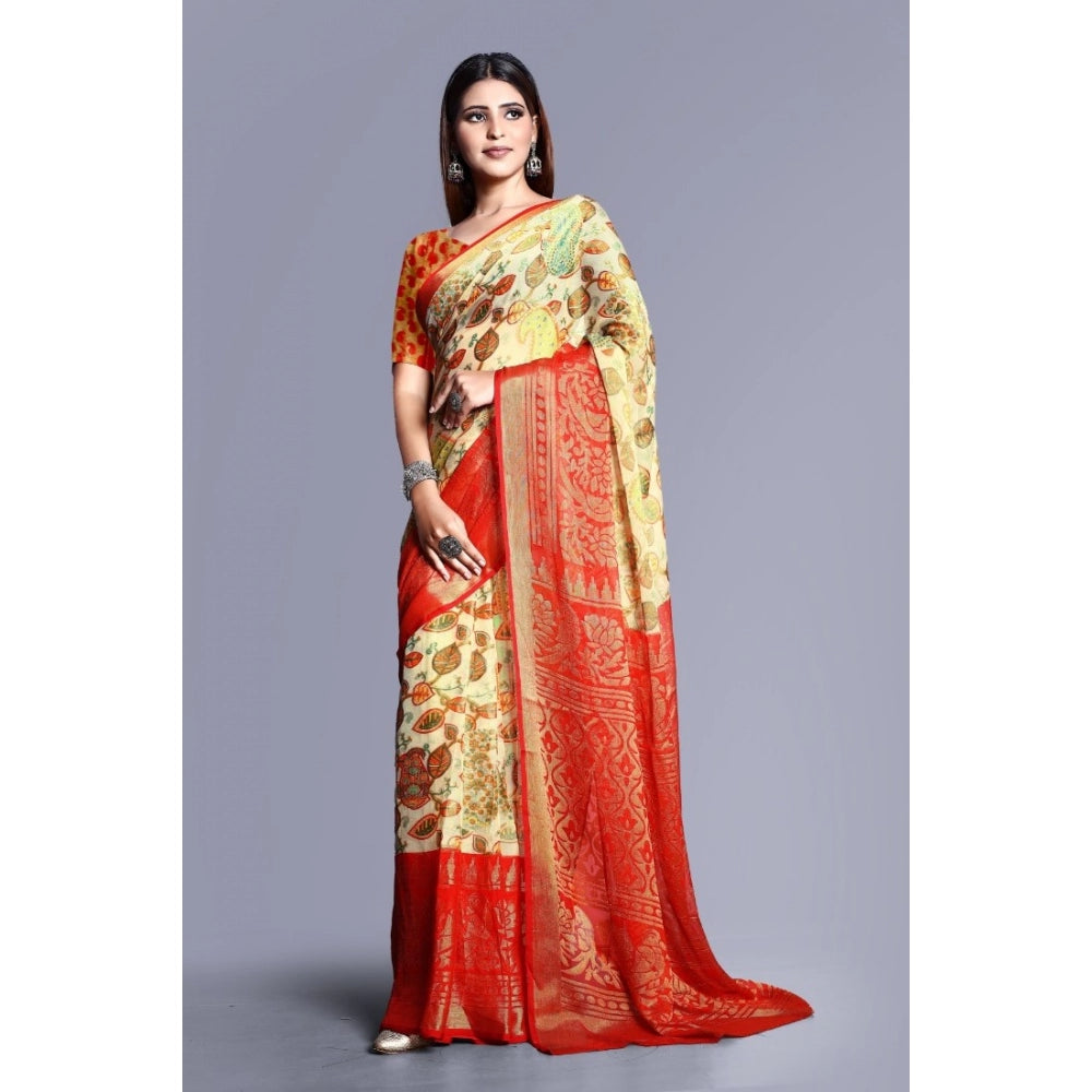 Awesome Viscose Rayon Printed Saree With Blouse piece