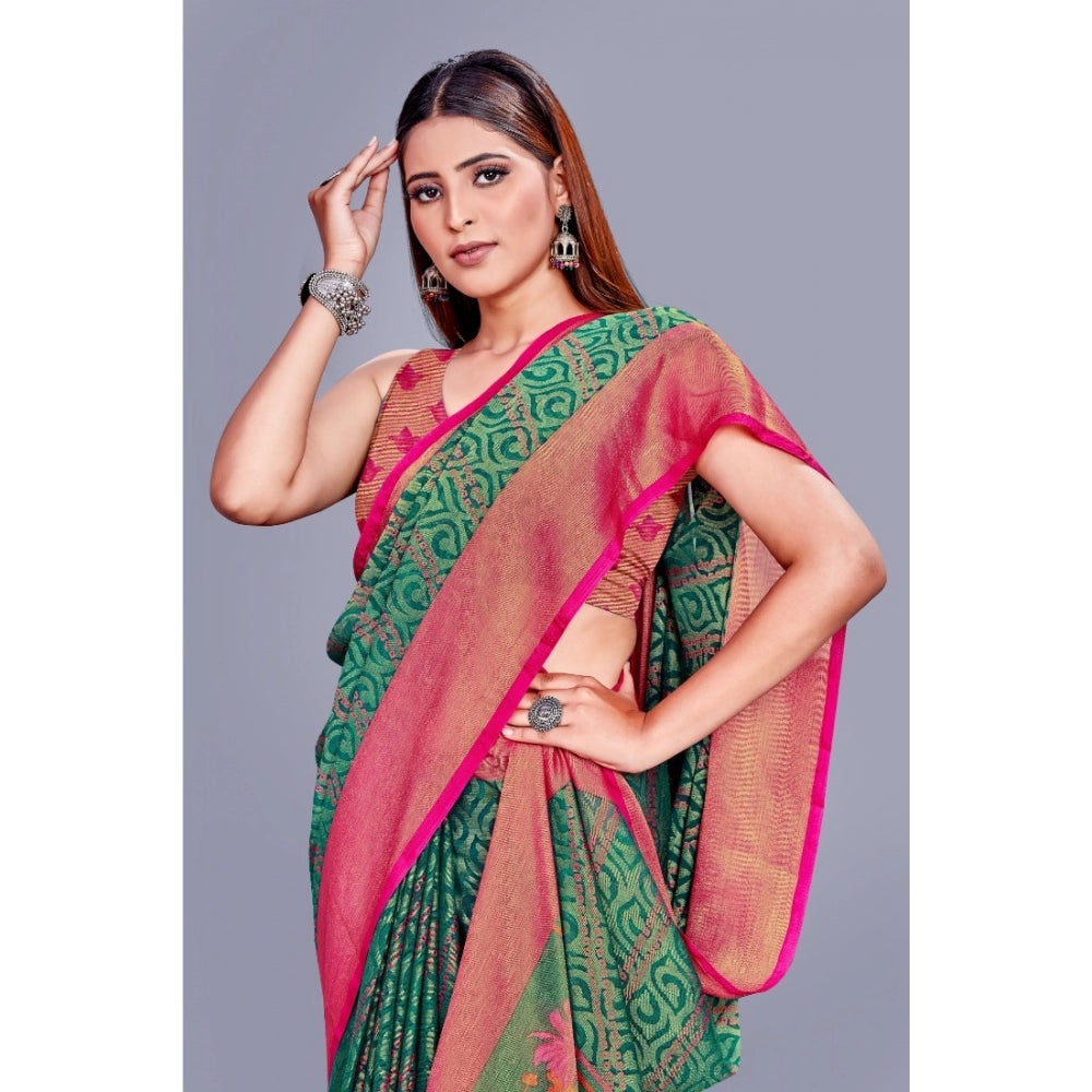 Awesome Viscose Rayon Printed Saree With Blouse piece