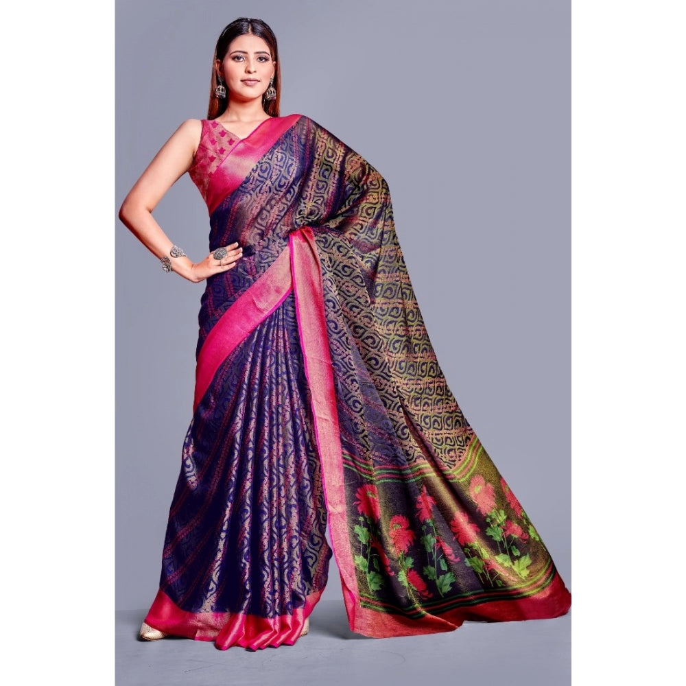 Awesome Viscose Rayon Printed Saree With Blouse piece