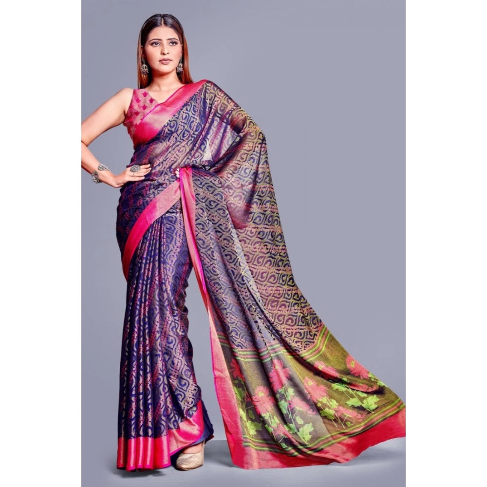 Awesome Viscose Rayon Printed Saree With Blouse piece