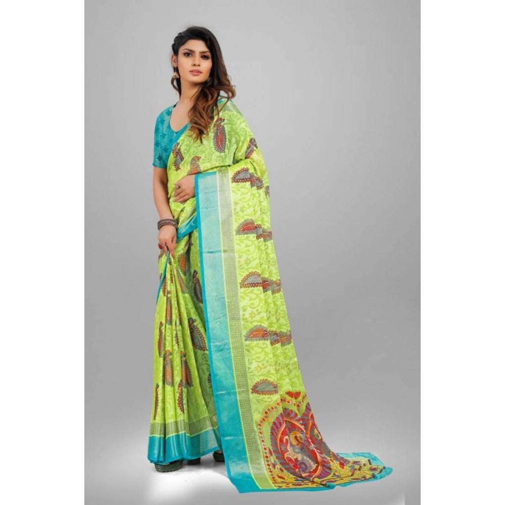 Awesome Viscose Rayon Printed Saree With Blouse piece