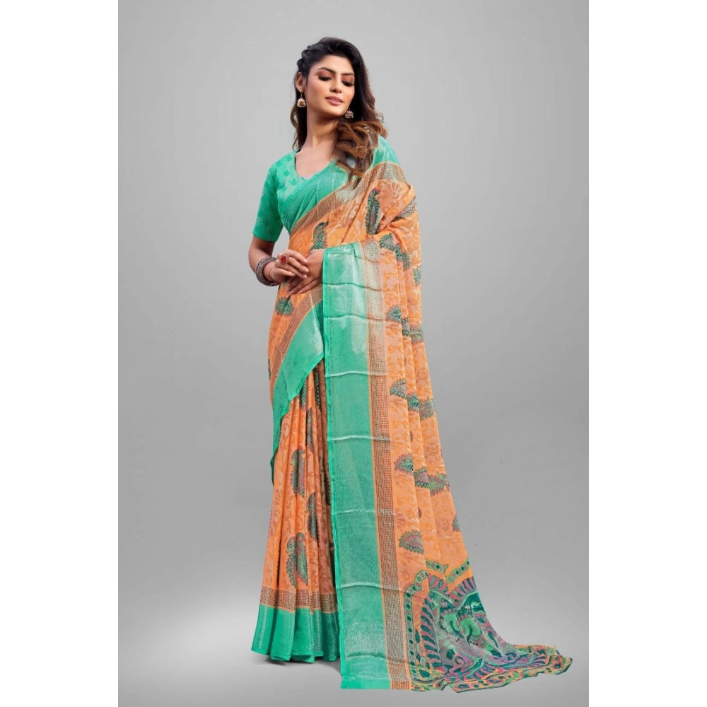 Awesome Viscose Rayon Printed Saree With Blouse piece