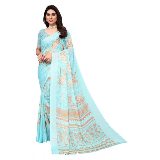 Awesome Viscose Rayon Printed Saree With Blouse piece