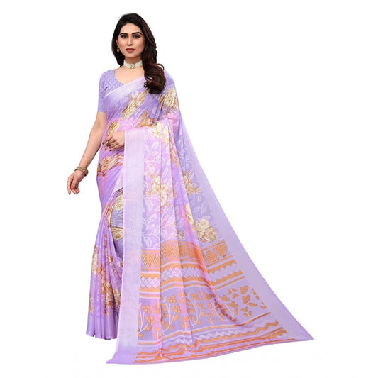 Awesome Viscose Rayon Printed Saree With Blouse piece