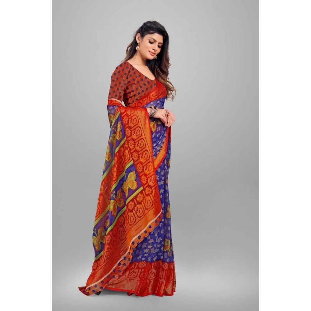 Awesome Viscose Rayon Printed Saree With Blouse piece