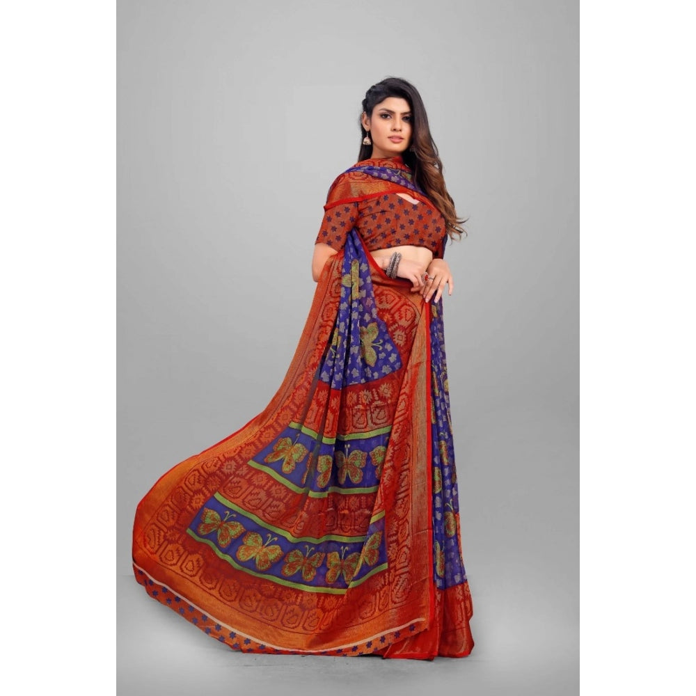 Awesome Viscose Rayon Printed Saree With Blouse piece