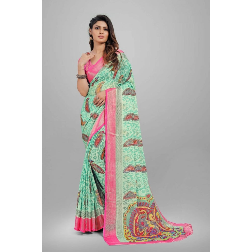 Awesome Viscose Rayon Printed Saree With Blouse piece