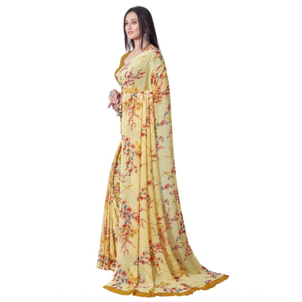 Superior Georgette Printed Saree With Blouse piece