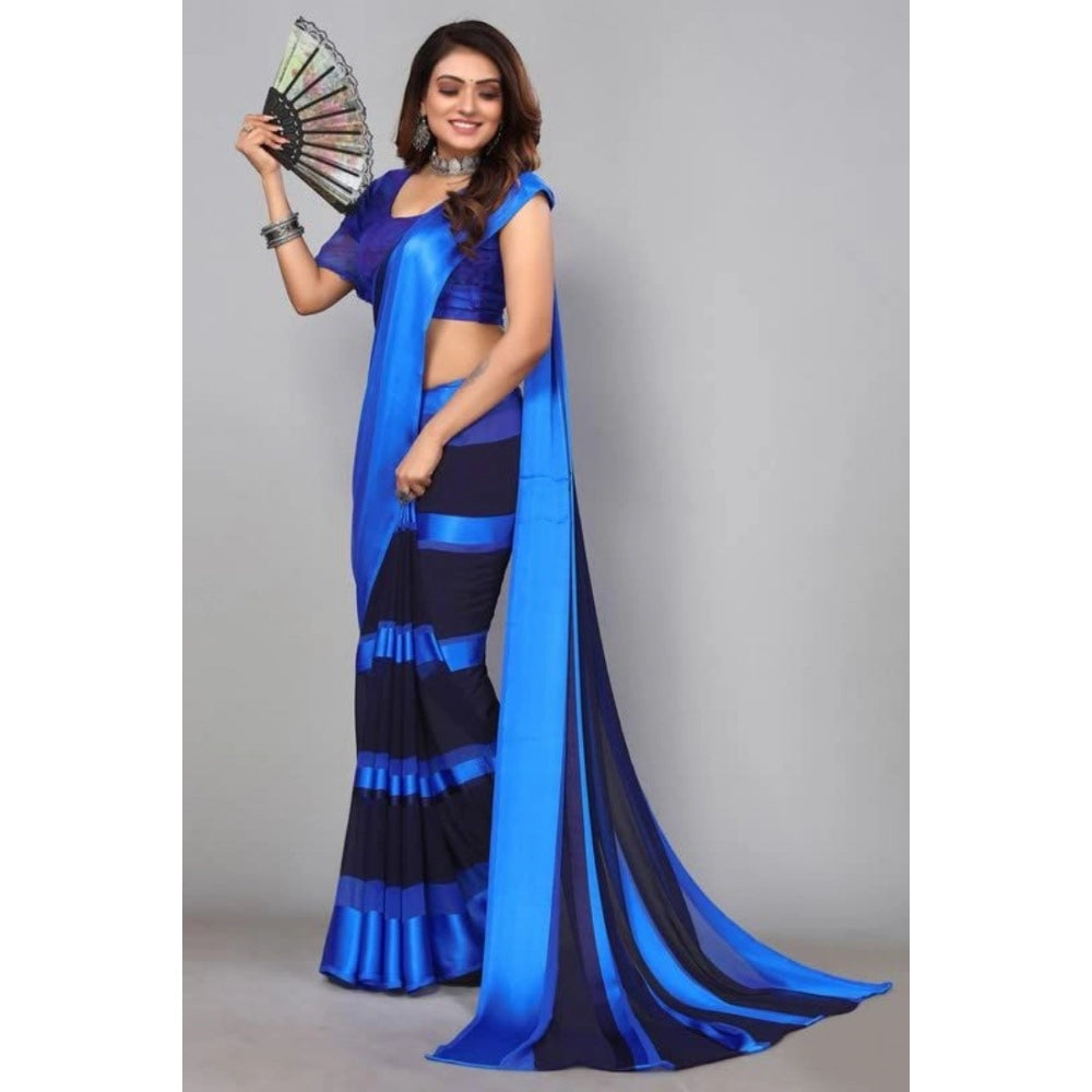 Modern Sattin Patta Printed Saree With Blouse piece