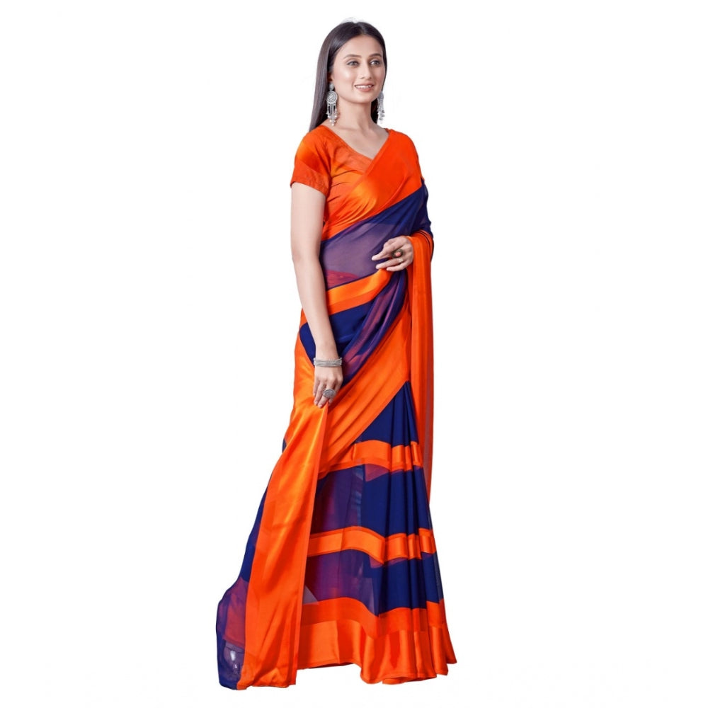 Modern Sattin Patta Printed Saree With Blouse piece