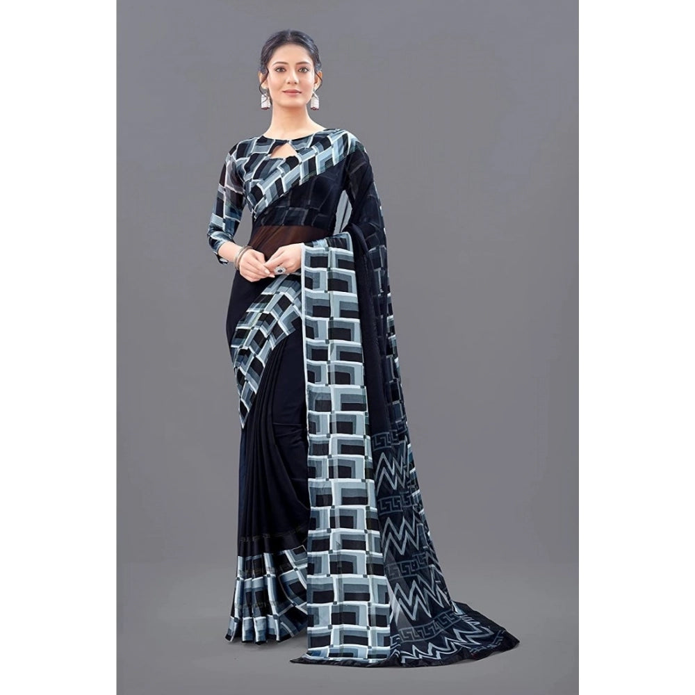 Modern Sattin Patta Printed Saree With Blouse piece