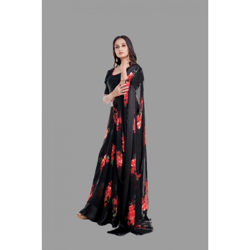 Modern Sattin Patta Printed Saree With Blouse piece