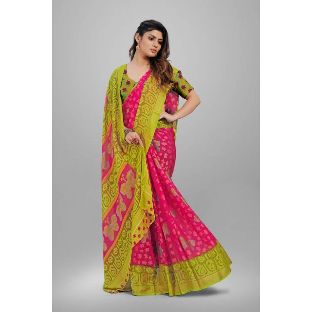 Awesome Viscose Rayon Printed Saree With Blouse piece