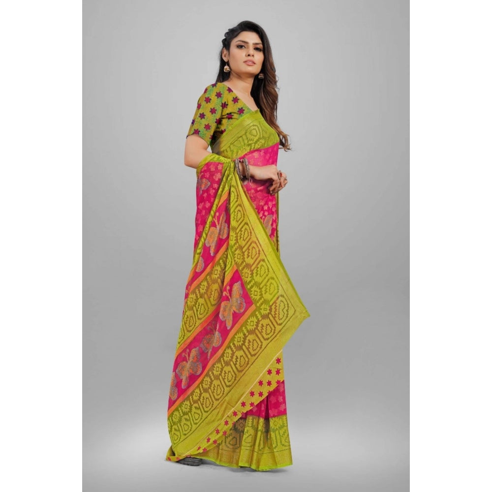 Awesome Viscose Rayon Printed Saree With Blouse piece