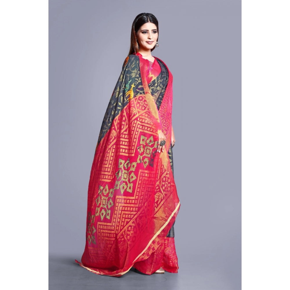 Awesome Viscose Rayon Printed Saree With Blouse piece