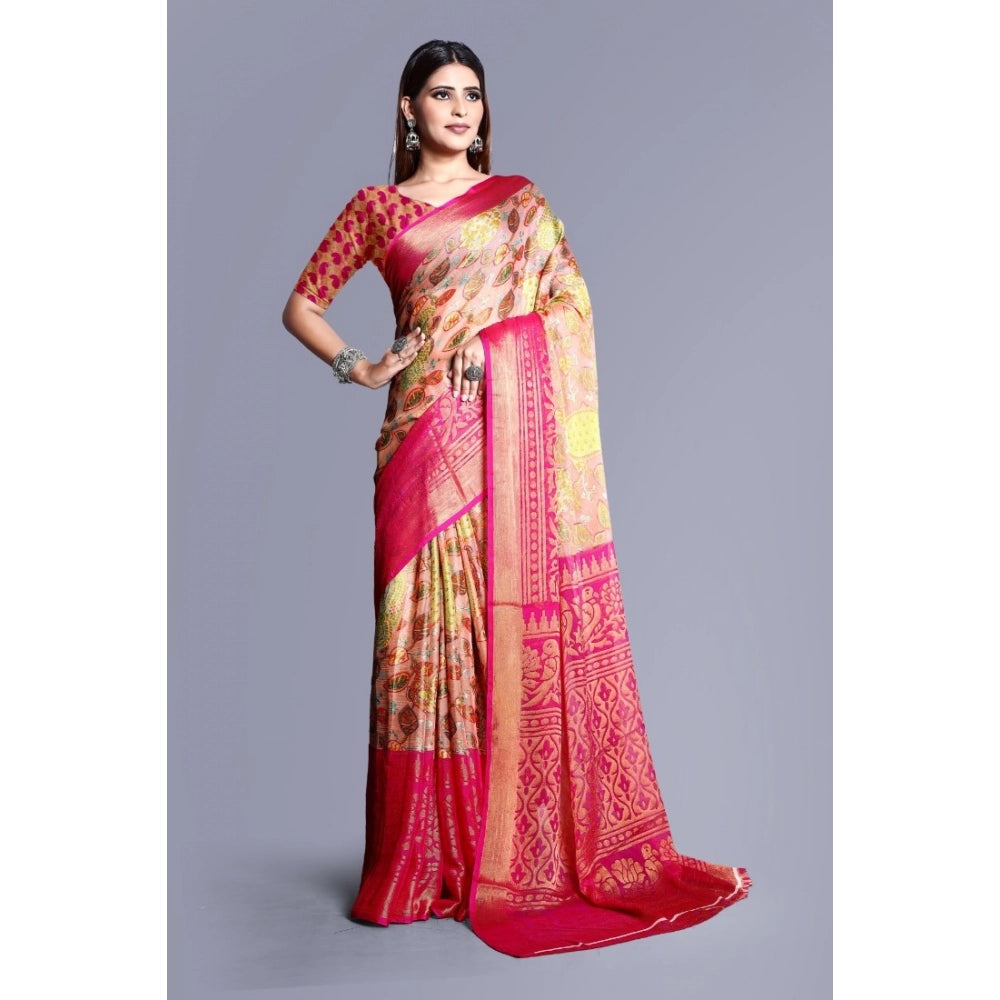 Awesome Viscose Rayon Printed Saree With Blouse piece