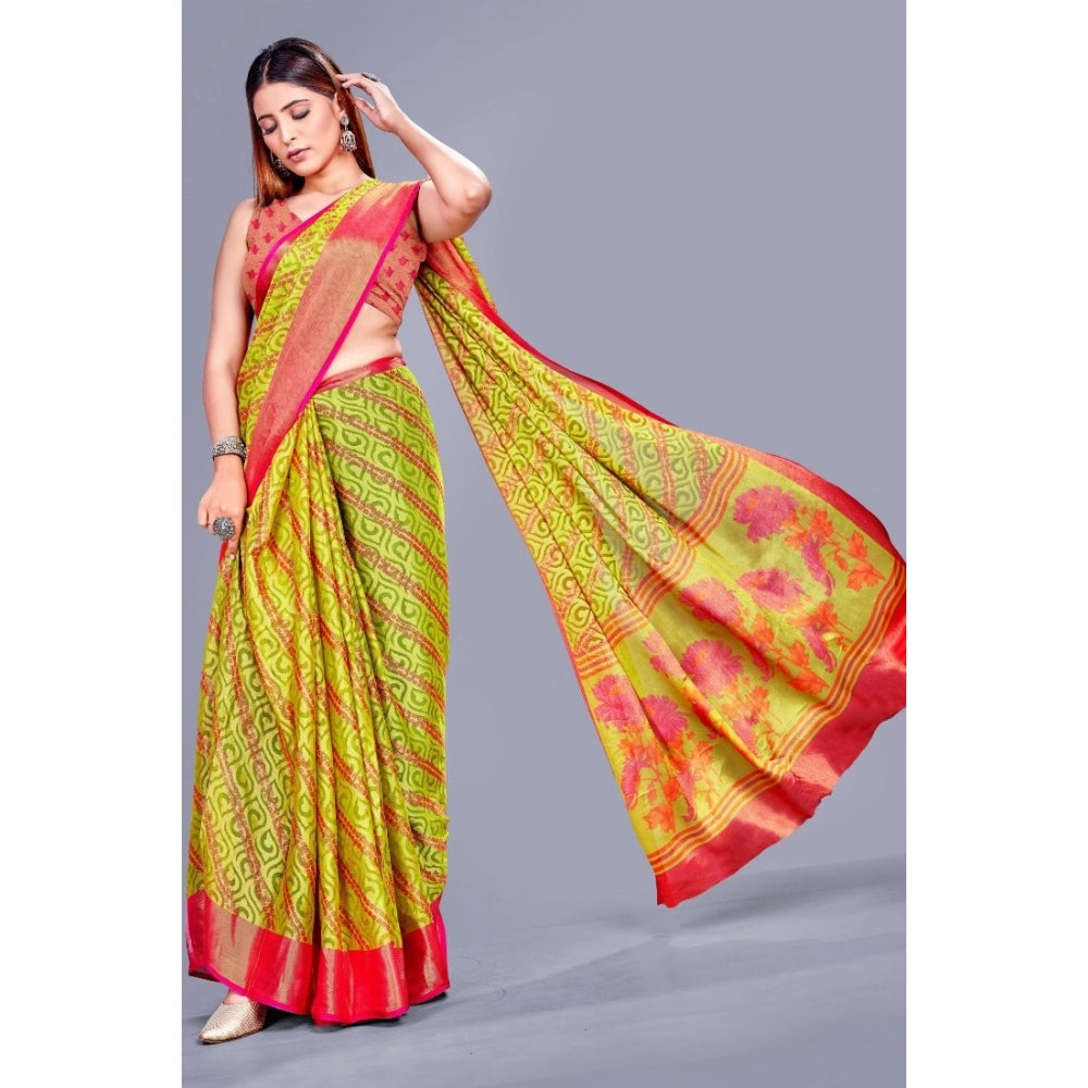 Awesome Viscose Rayon Printed Saree With Blouse piece