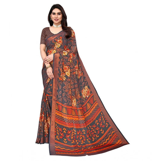 Awesome Viscose Rayon Printed Saree With Blouse piece