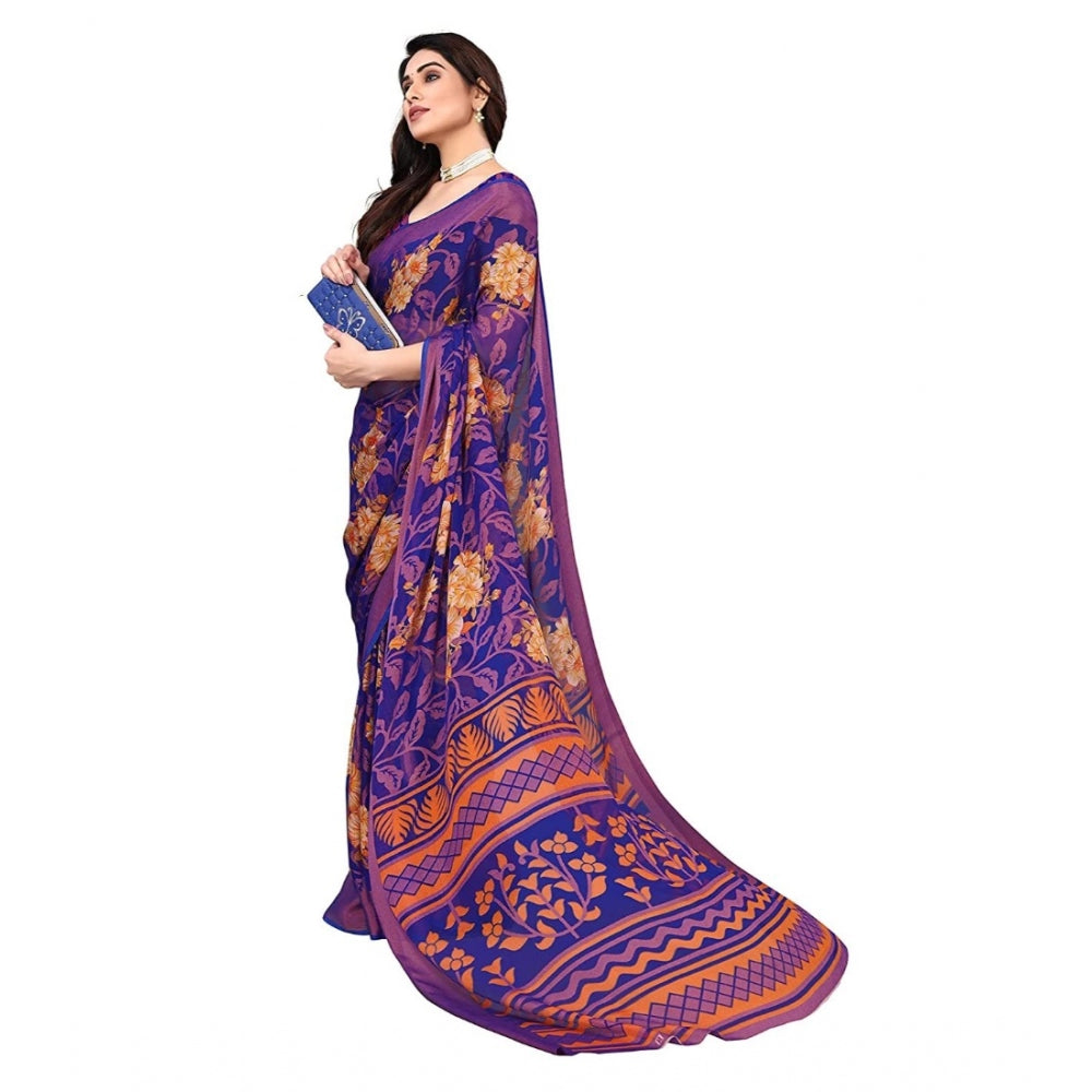 Awesome Viscose Rayon Printed Saree With Blouse piece