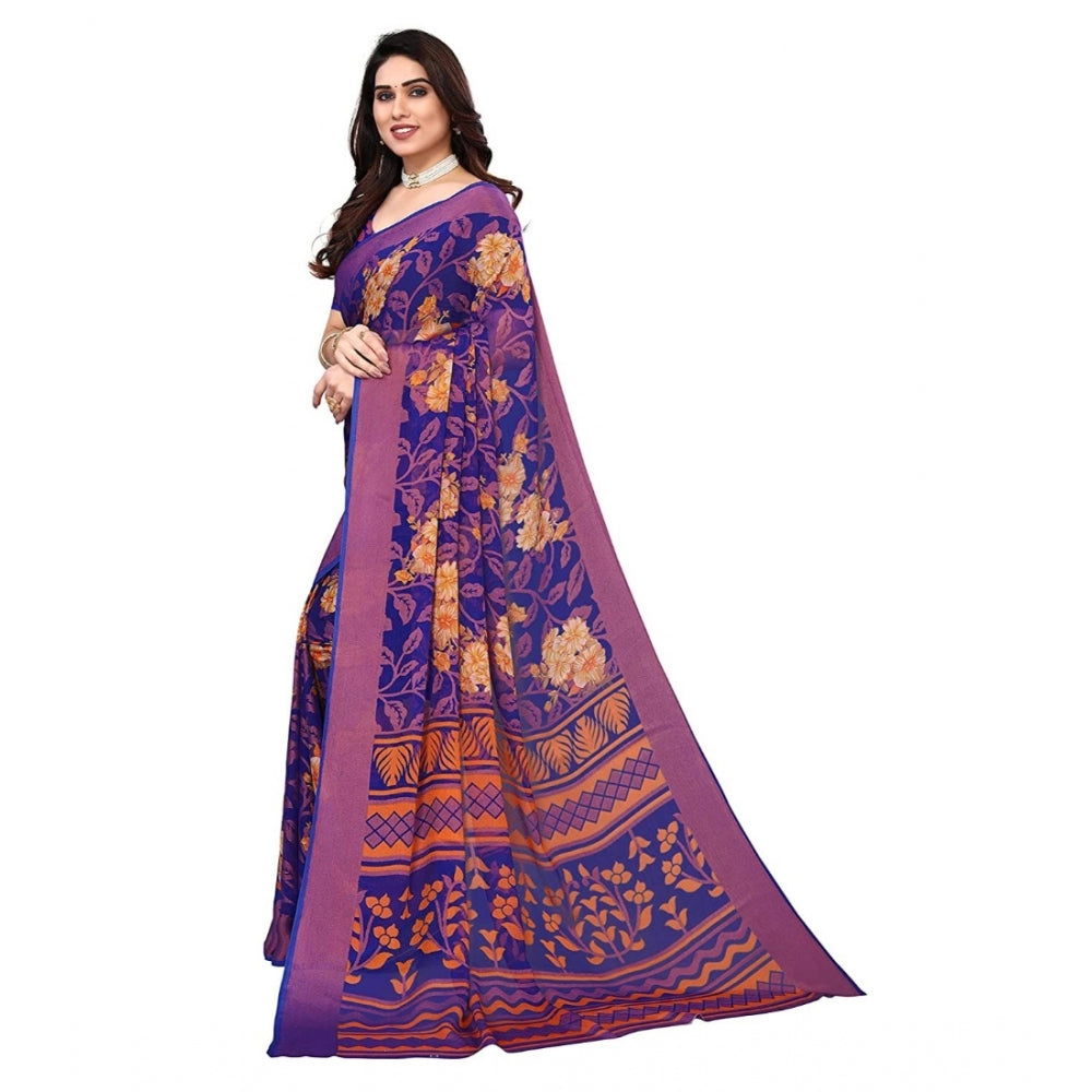 Awesome Viscose Rayon Printed Saree With Blouse piece