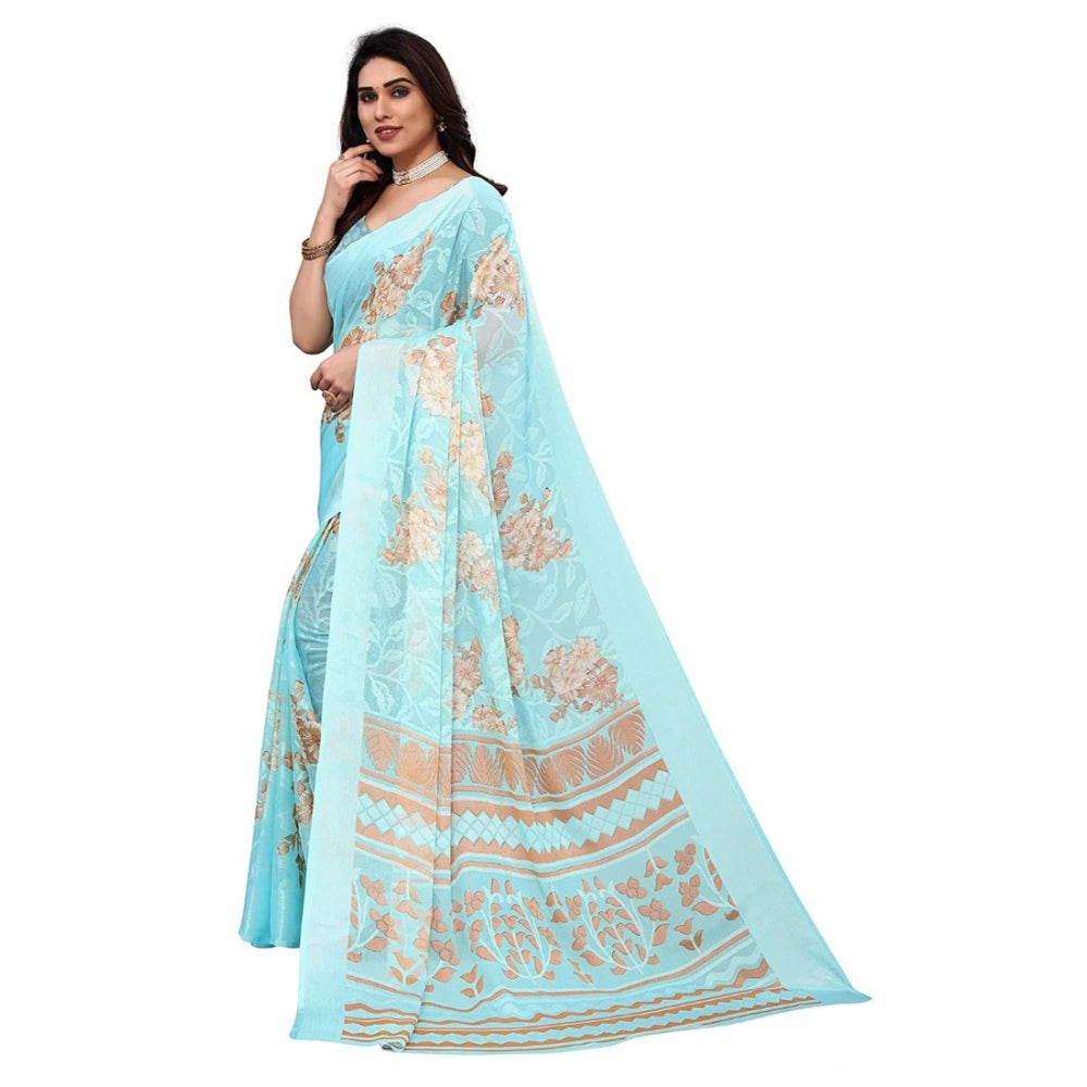 Awesome Viscose Rayon Printed Saree With Blouse piece