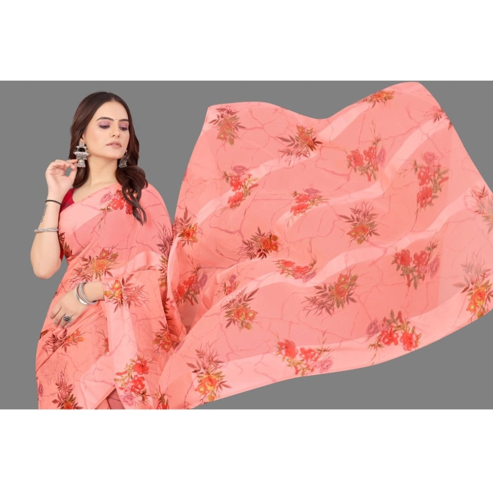 Modern Sattin Patta Printed Saree With Blouse piece