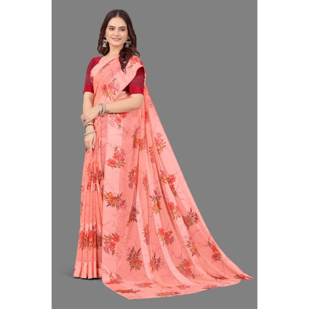 Modern Sattin Patta Printed Saree With Blouse piece