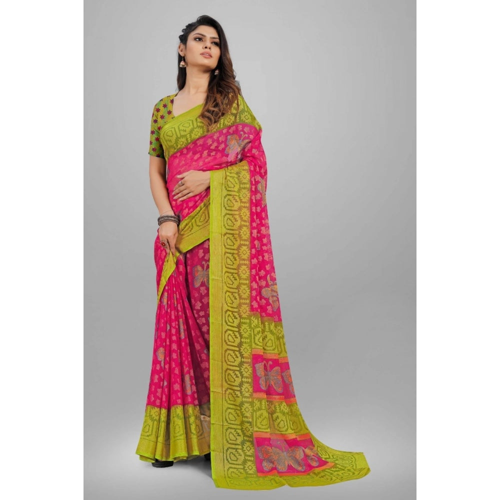 Awesome Viscose Rayon Printed Saree With Blouse piece