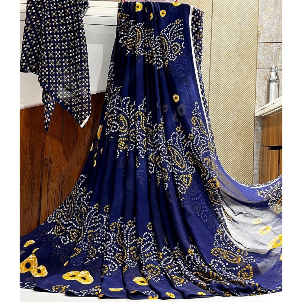 Astonishing Georgette Printed Saree With Blouse piece