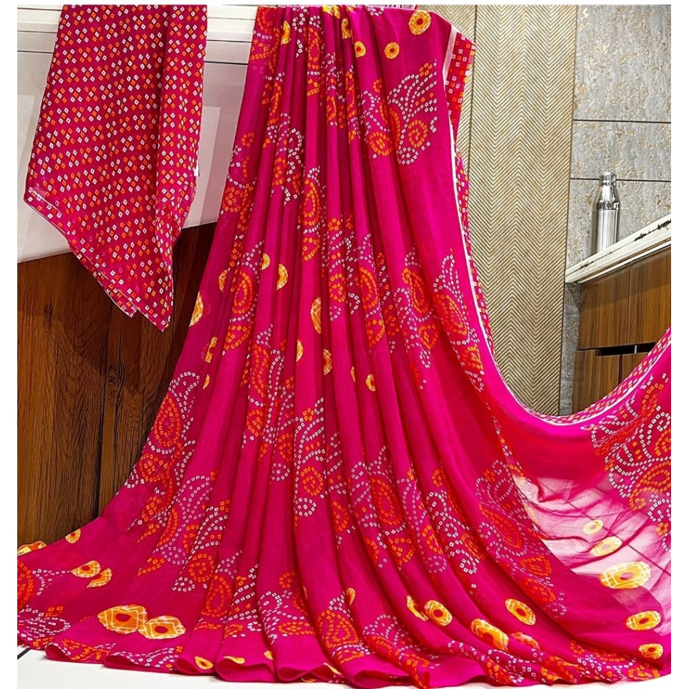 Astonishing Georgette Printed Saree With Blouse piece