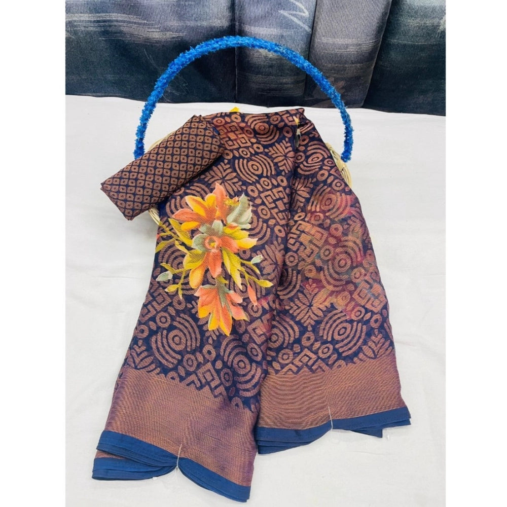 Casual Viscose Rayon Printed Saree With Blouse piece