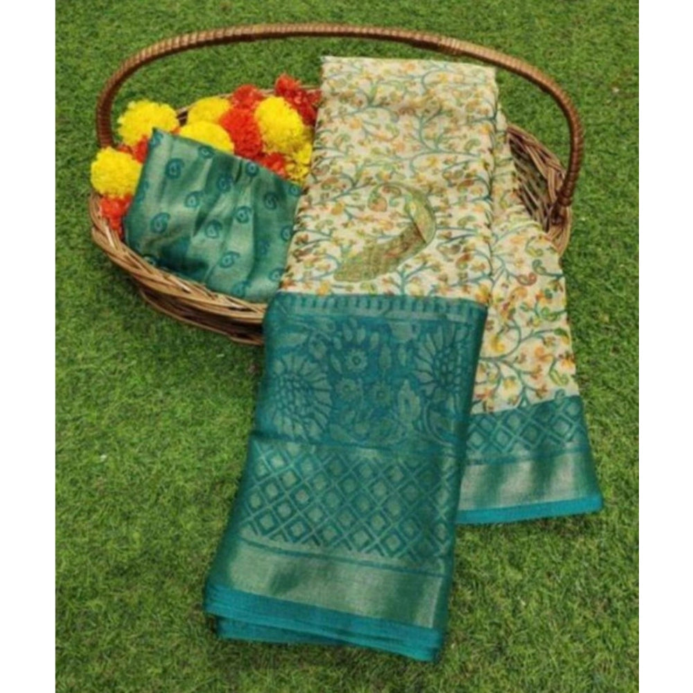 Lovely Viscose Rayon Printed Saree With Blouse piece