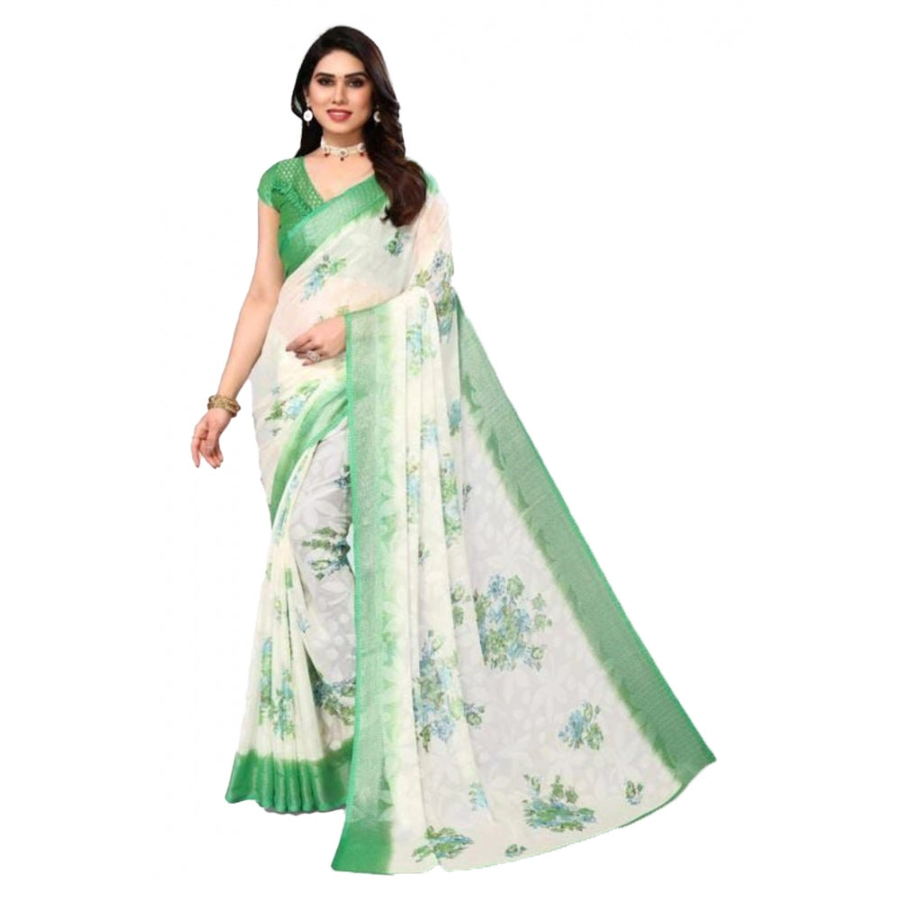 Awesome Viscose Rayon Printed Saree With Blouse piece