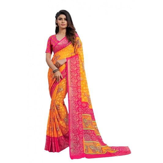 Awesome Viscose Rayon Printed Saree With Blouse piece