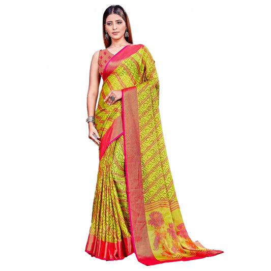 Awesome Viscose Rayon Printed Saree With Blouse piece