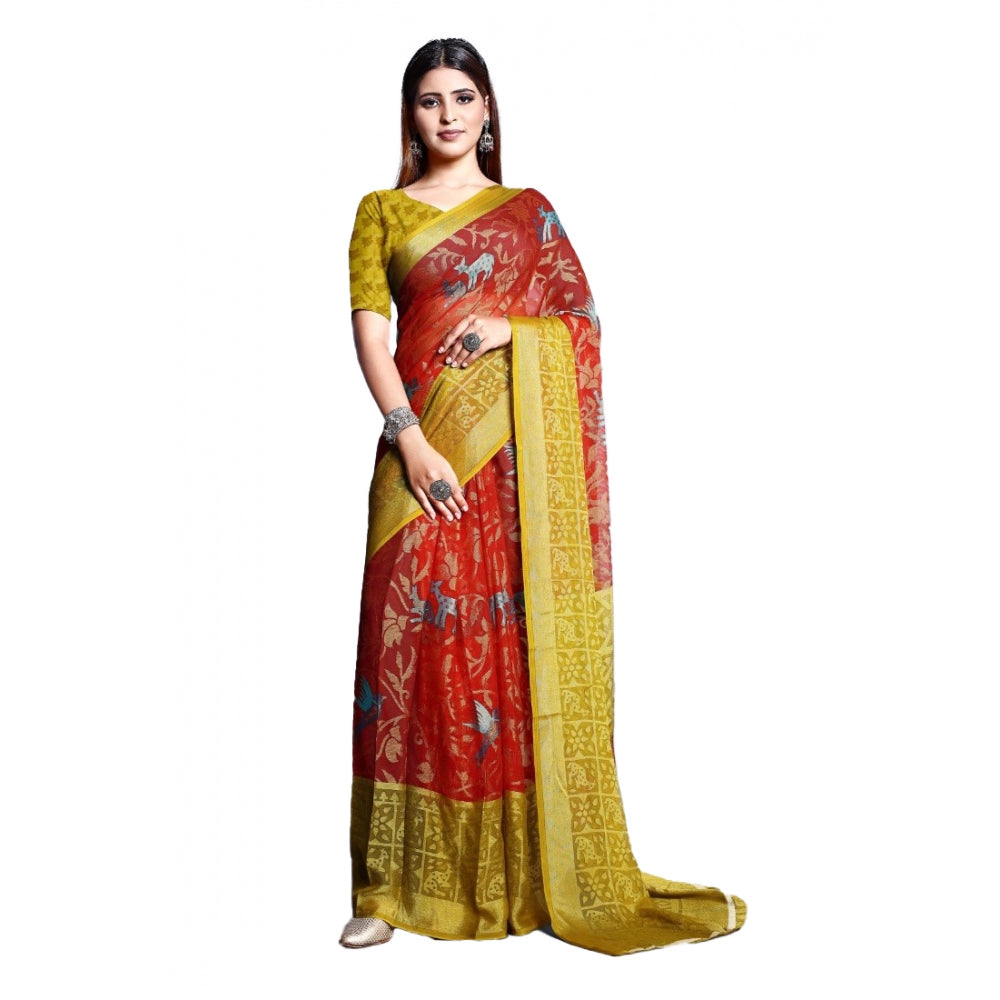 Awesome Viscose Rayon Printed Saree With Blouse piece