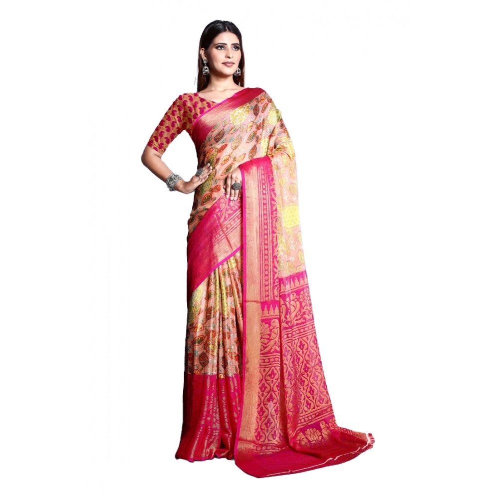 Awesome Viscose Rayon Printed Saree With Blouse piece