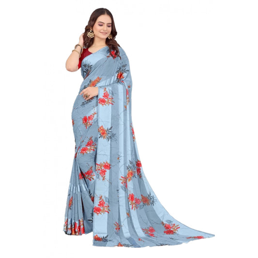 Modern Sattin Patta Printed Saree With Blouse piece