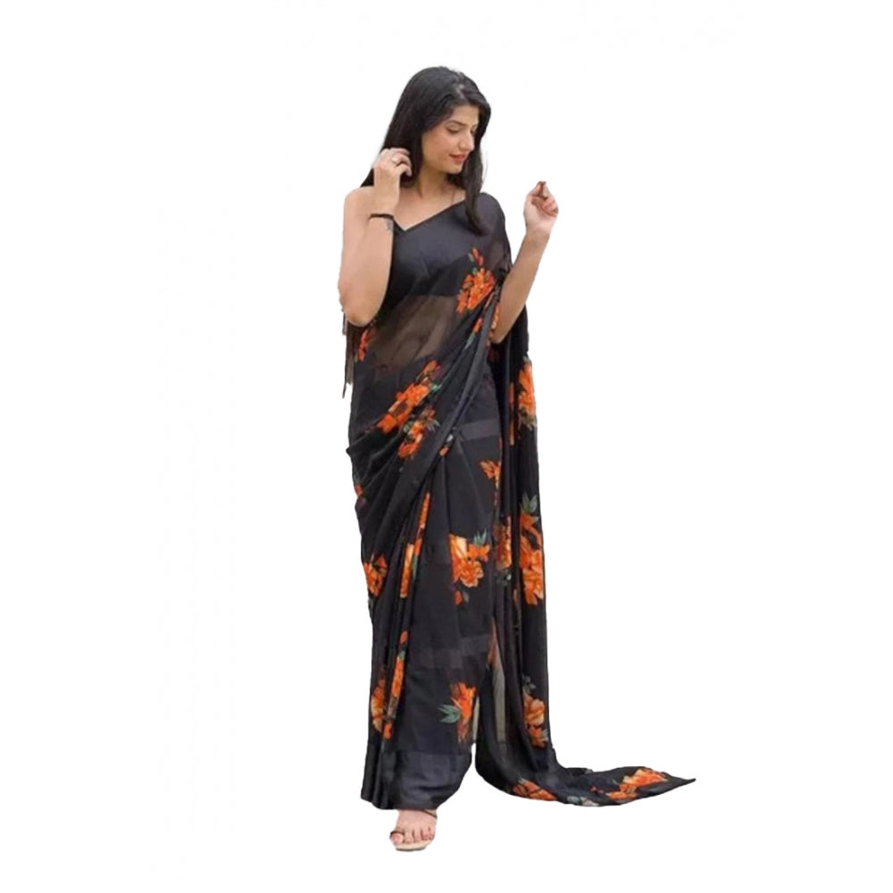 Modern Sattin Patta Printed Saree With Blouse piece